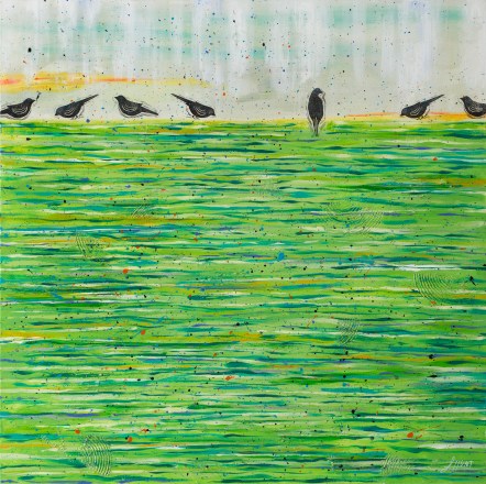 Laura Hunt--Birds On A Wet Lawn