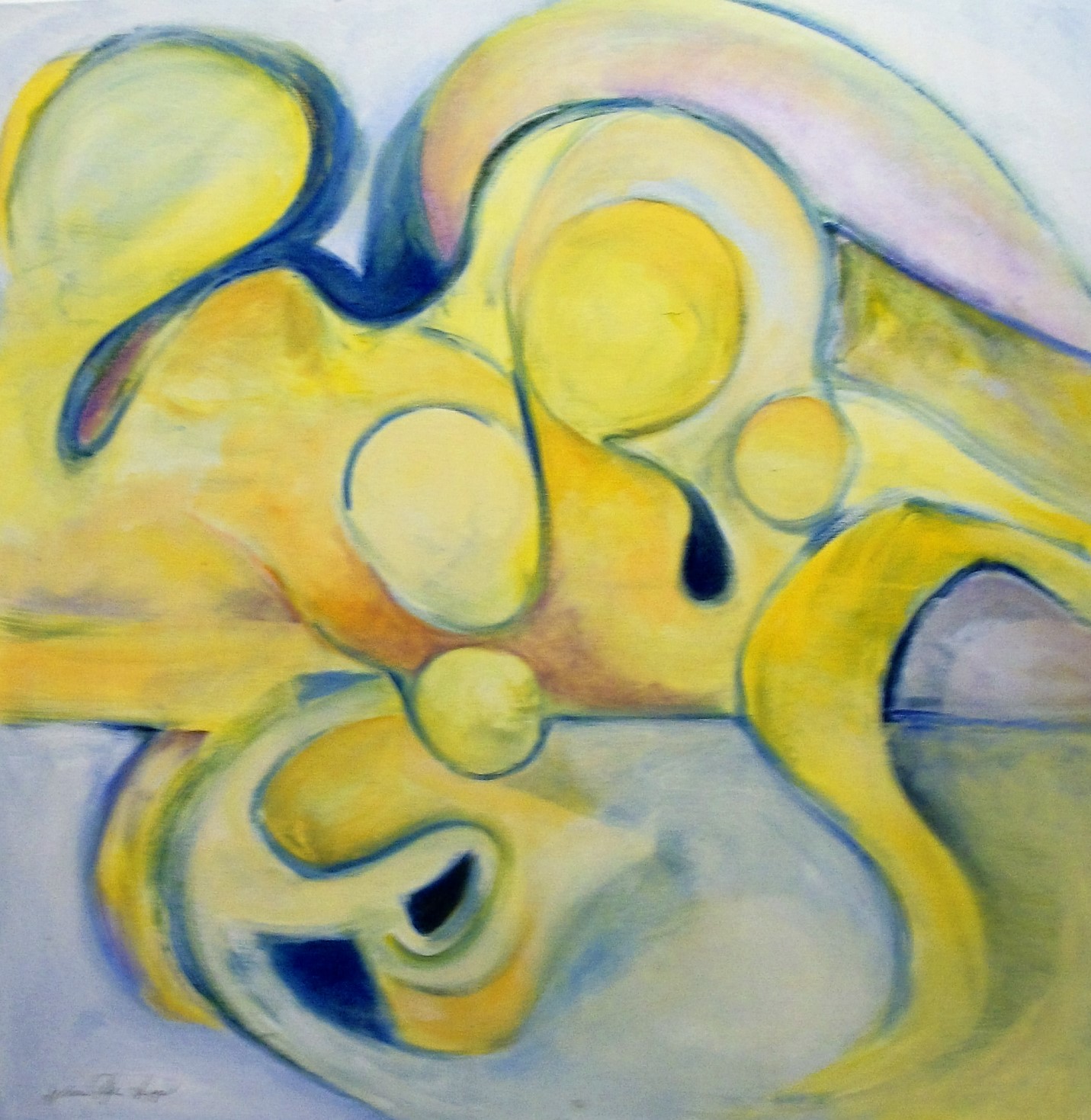 Art: yellow and blue pastel abstract